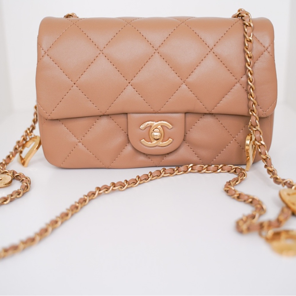 22B Chanel Hearts Mini Flap Bag in Brown